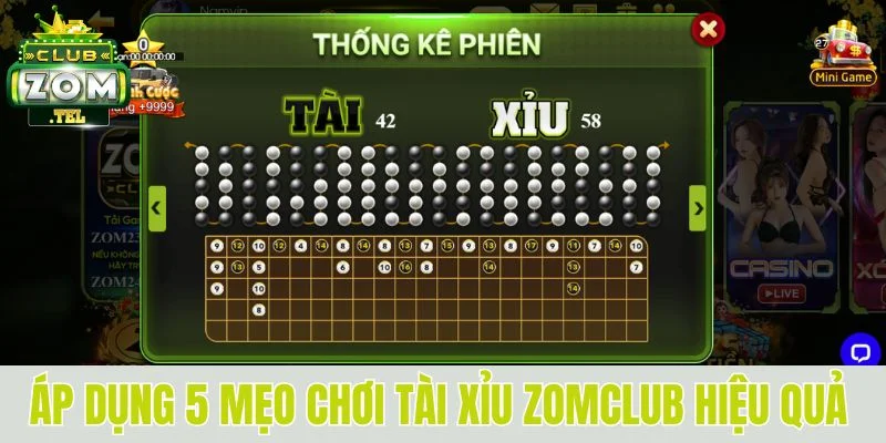 Tài Xỉu Zomclub - Hướng Dẫn Đặt Cược Đảm Bảo Thắng Lớn 4 Áp dụng 5 mẹo giúp bạn chơi Tài Xỉu Zomclub hiệu quả