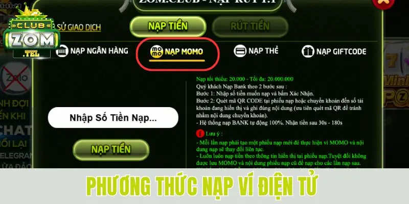Nạp tiền Zomclub - Mở khóa thế giới giải trí với 5 bước 2 Các phương thức rút tiền zomclub và thao tác