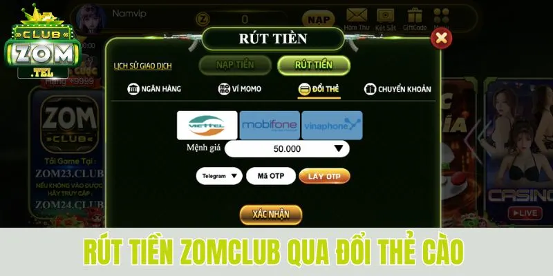 Rút Tiền Zomclub - Thao Tác Đơn Giản Trong 3 Phút 1 Rút tiền Zomclub qua đổi thẻ cào